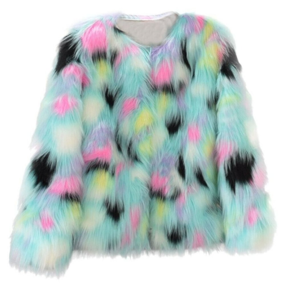 Multicolored Faux Fur Jacket